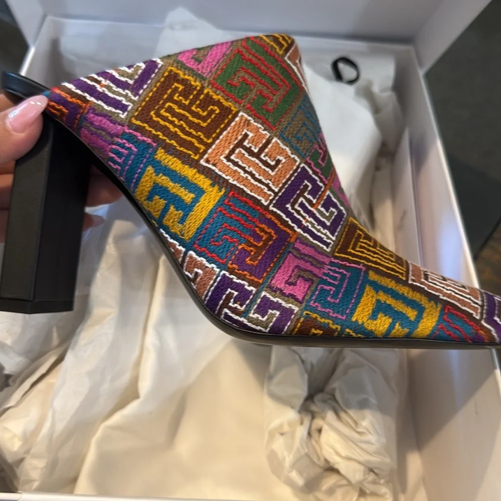 BALMAIN Ulla Tapestry Monogram Mules - Picture 8 of 12